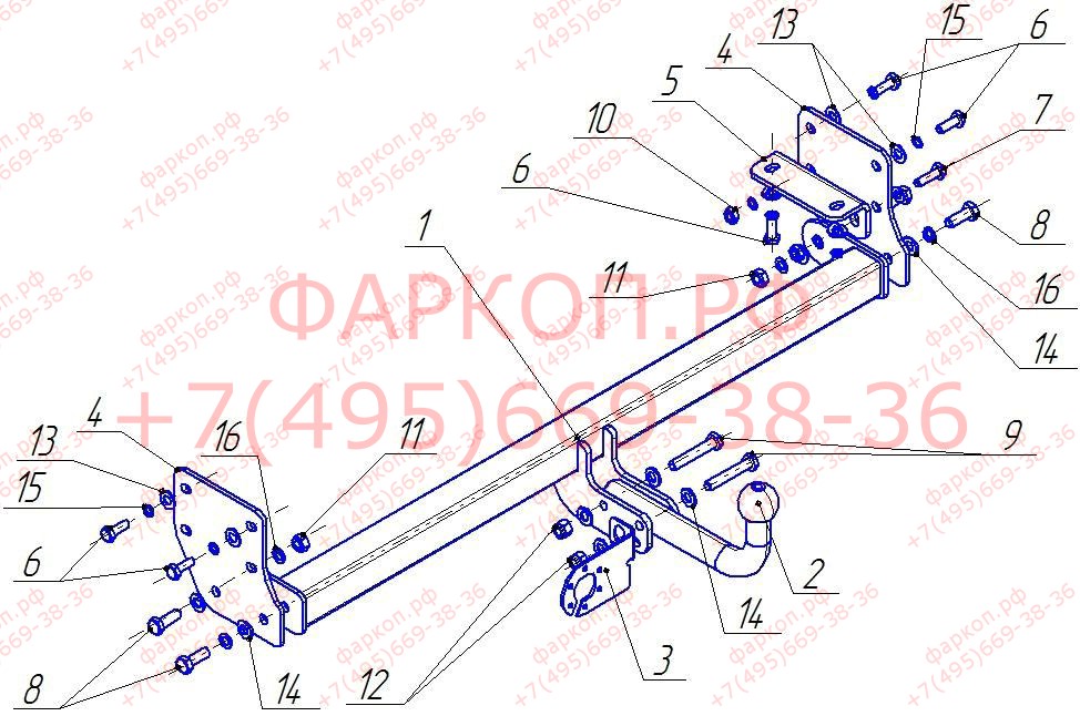 Фаркоп на Kia Picanto хетчбек 3/5 дверей 2011-2017 без подрезки бампера. Тип шара: A. Нагрузки: 750/50 кг (без электрики в комплекте)
